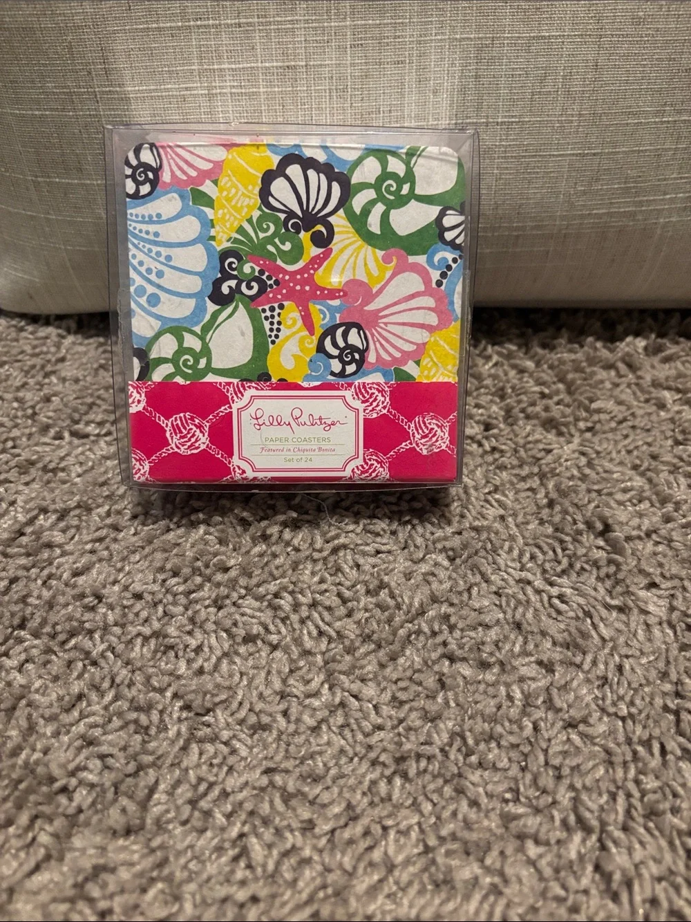 Lilly Pulitzer Sea Shell & Starfish Paper Coasters in Pink, Yellow, Blue, Green